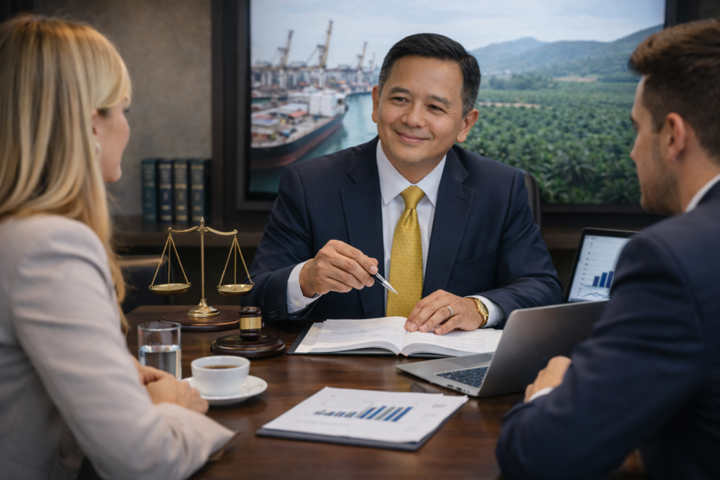 Dr. Padriadi Wiharjokusumo advising foreign investors on legal opportunities in Sumatra Indonesia