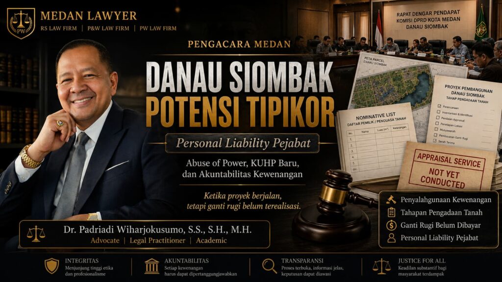 Danau Siombak Tipikor dan personal liability pejabat dalam proyek ganti rugi tanah di Medan
