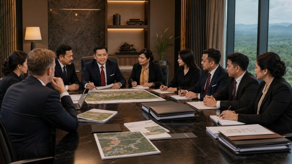 Land due diligence in Indonesia meeting for plantation and mining acquisitions in Sumatra